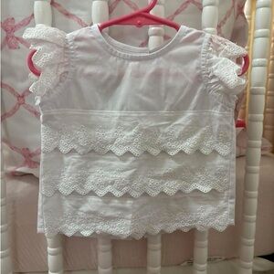 The Beaufort bonnet company White eyelet Lace Ruffle Kids Top nwot